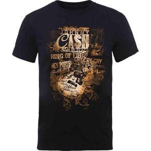 Johnny Cash - Guitar Song Titles Heren T-shirt - M - Zwart