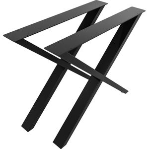 In And OutdoorMatch Tafelpoten Rene - 2x - X-vormig tafelframe - Stalen tafelpoten - Zwarte tafelpoten - Industriële stijl - M