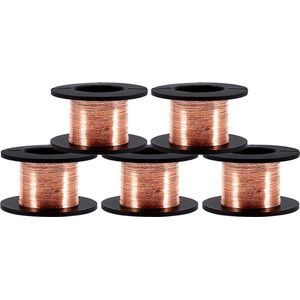 GEMAILLEERDE 0.1mm KOPERDRAAD - 5 stuks - Geëmailleerde reparatiedraad - Lengte 15m .