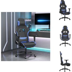 vidaXL Gamestoel - Ergonomisch - Massagefunctie - Verstelbaar - 360 graden draaibaar - Stevig frame - Zwart/Blauw - 64x60x127cm - Bureaustoel
