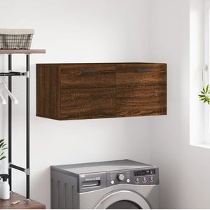 The Living Store Zwevende wandkast - Bruineiken - 80x36.5x35cm - Duurzaam hout