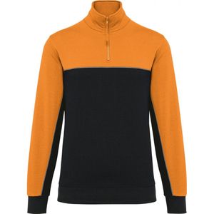 Sweatshirt Unisex S WK. Designed To Work 1/4-ritskraag Lange mouw Black / Orange 60% Katoen, 40% Polyester