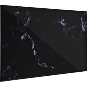 Navaris glassboard - Magnetisch bord voor aan de wand - Memobord van glas - 60 x 40 cm - Magneetbord inclusief magneten en marker - Zwart marmer