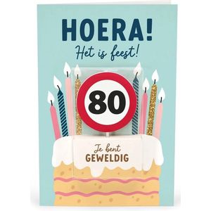 Verjaardagskaart met kaars | 80 jaar | Je bent geweldig