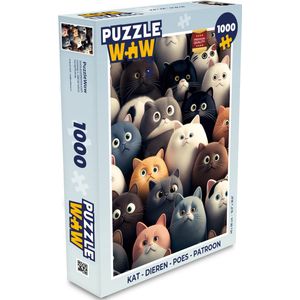 Puzzel Kat - Dieren - Poes - Patroon - Jongen - Meisje - Legpuzzel - Puzzel 1000 stukjes volwassenen