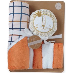 Bo & Mila - Baby Bad Set - Leeuw - Badcape - Handdoek - Spons - Cadeauset - Baby Geschenk - Badset - Kraamcadeau