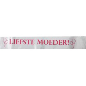 Liefste Moeder Sjerp - Wit / Rood - Polyester - 144 x 11 cm - 1 stk - Moederdag - Decoratie