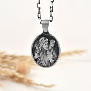 The Good Shepherd Jesus halsketting met hanger voor mama Oxidized 18 inches
