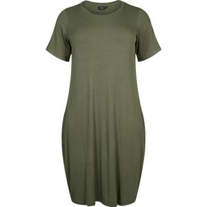 ZIZZI VCARLY, S/S, BLK DRESS Dames Jurk - Green - Maat XL (54-56)