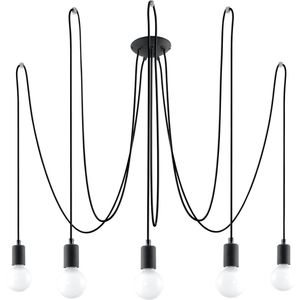 Sollux - Hanglamp Edison 5 lichts E27 zwart