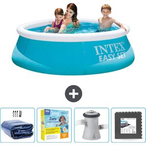 Intex Rond Opblaasbaar Easy Set Zwembad - 183 x 51 cm - Blauw - Inclusief Solarzeil - Onderhoudspakket - Zwembadfilterpomp - Vloertegels