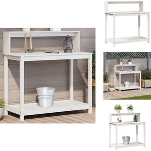 vidaXL Oppottafel - Oppottafels - Tuinwerktafel - Ompottafel - Oppottafel met schappen 108x50x109,5 cm massief grenenhout wit