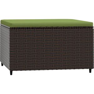 vidaXL - Voetensteun - met - kussen - poly - rattan - bruin