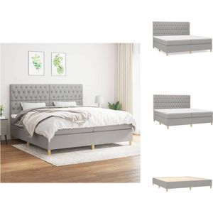 vidaXL Boxspringbed - Luxe - Pocketvering - 200x200 - Lichtgrijs - Inclusief matrassen en topmatras - Bed