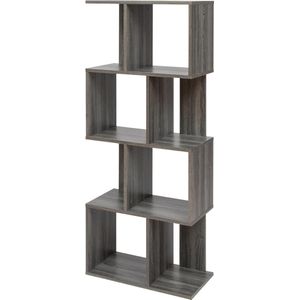 boekenplank, kunstzinnige moderne boekenkast, boekenrek, opbergrek planken boekenhouder organizer voor boeken , 59.5 x 29 x 142 cm ,Grey Oak