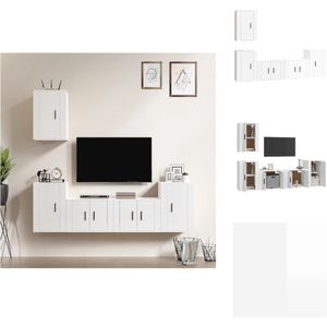 vidaXL Klassiek TV meubelset - Hoogglans wit - 2x 57x34.5x40cm + 3x 40x34.5x60cm - Kast