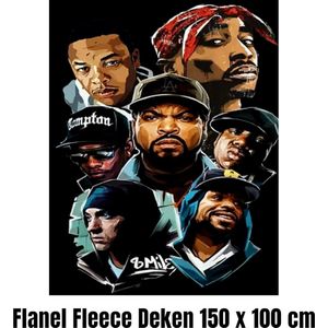 Allernieuwste.nl® Hip Hop Old School 90's Flanel Fleece Plaid Deken - Superzachte Hiphop Flanellen Pluche Deken Flannel - Tupac Eminem Biggie Rap - Kleur 150 x 100 cm