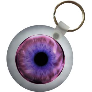 Sleutelhanger - Paars oog in glazen bol - Plastic - Rond - Uitdeelcadeautjes