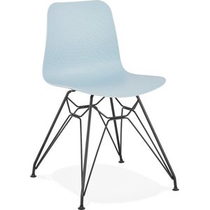 Alterego Design stoel 'GAUDY' blauw industriële stijl met zwart metalen voet