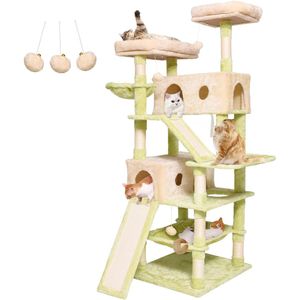 Ibenzoa® Klim- en Speelparadijs voor Grote Katten met Huis, Uitzichtplatforms en Hangmat