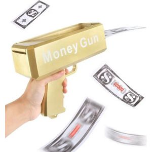 LUXIQUE Money Gun - Geld Pistool - Moneygun - Cash Gun - Geldschieter - Goud Geldpistool - Geld Geweer - Inclusief 100 Briefjes Nep Geld