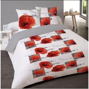 100% Katoenen 1-Persoonsdekbedovertrek Coquelicot 140x200 met 1 kussensloop 65x65