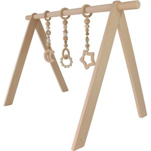 Little Moon Houten Babygym – Babygym met Houten Hangers – Duurzaam & Milieubewust – Houten Baby Speelgoed – Vanaf 0 Maanden – Babyshower – Kraamcadeau