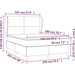 vidaXL - Boxspring - met - matras - stof - donkerbruin - 140x200 - cm