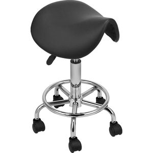 Lowander zadelkruk ergonomisch - Tabouret – Mobiele kruk op wielen – In hoogte verstelbaar van 42-62 cm - Zwart