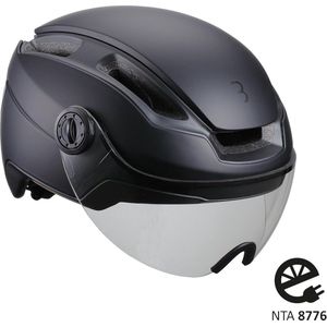 BBB Cycling Indra Faceshield Fietshelm Volwassenen E-Bike Helm met Vizier - NTA 8776 Gecertificeerd voor Speed Pedelec - Helm voor Snorscooter & Snorfiets helm - Mat Zwart / Transparant - Maat L - BHE-56F