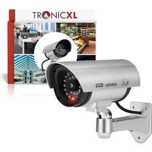 TronicXL Dummy Bewakingscamera CCD - professionele camera nep buiten (CCD zilver) outdoor – beveiligings camera