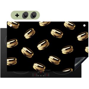 KitchenYeah® Inductie beschermer 83x51.5 cm - Macarons - Patroon - Goud - Zwart - Kookplaataccessoires - Afdekplaat voor kookplaat & Spatscherm achterwand - Inductiebeschermer - Inductiemat - Inductieplaat mat - Keuken decoratie