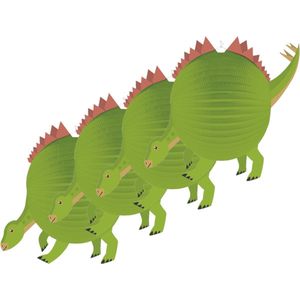 4x stuks dinosaurus bol lampion 25 cm - Sint Maarten - Kinderfeestje/kinderpartijtje lampionnen dino thema