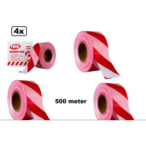 4x Rol afzetlint rood/wit 500meter - afzet lint verboden toegang volgen
