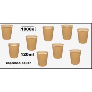 1000x Koffiebeker Espresso Nature Kraft 120ml bruin next generation - milieu kraft koffie melk suiker beker coffee to go