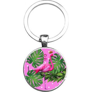 Sleutelhanger Glas - Flamingo