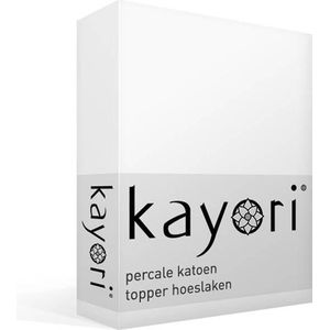 Kayori Shizu - Percale katoen - Topper - Hoeslaken - Tweepersoons - 140x200 cm - Wit