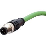 Metz Connect 142M1D10050 M12 Netwerkkabel, patchkabel CAT 5e SF/FTP 5.00 m Groen PUR-mantel, Zuurbestendig, Ozonbestend