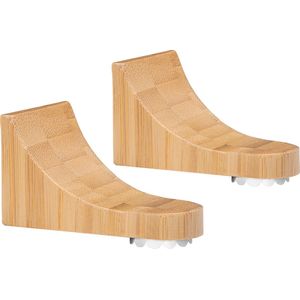Navaris zelfklevend magnetische zeephouder bamboe - Set van 2 magnetische zeephouders - Bevestigen zonder boren - Uniek design in stijlvol bamboe