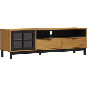 vidaXL-TV-meubel-met-glazen-deur-FLAM-158x40x50-cm-massief-grenenhout