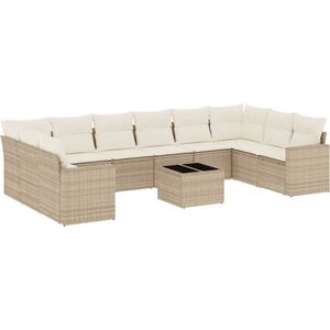 vidaXL Tuinset 11-delig - Poly Rattan - Beige
