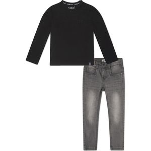 Koko Noko - Kledingset - Grey Jeans - Shirt Nate LS Zwart - Maat 86-92