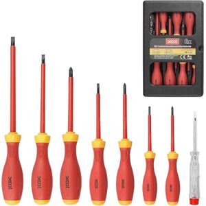 Geïsoleerde Elektricien Schroevendraaiers Set 1000V - 8 Stuk met Magnetische Tips en Antislip Grip