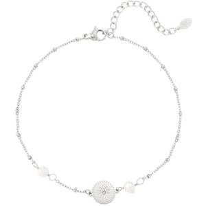 Enkelbandje Star Coin Pearls - Zilver - Stainless Steel - Waterproof