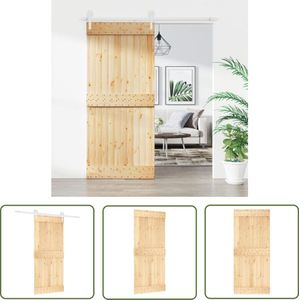 The Living Store Schuifdeur met beslag 90x210 cm massief grenenhout - Schuifdeur - Massief Hout - Grenen - Interieurdesign - Binnendeur