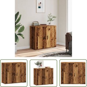 vidaXL Commode - Dressoir - Dressoir 80x33x70 cm bewerkt hout oud houtkleurig - Houten Dressoir - Vintage Dressoir - Opslagkast