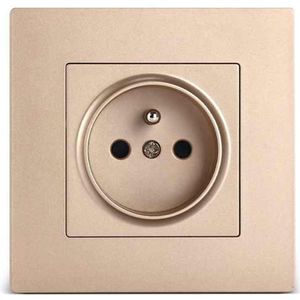 Europese Standaard Wandcontactdoos met wanddoos Vierkant Enkel Goud Stopcontact Behuizing 16a 250V,2 stuks
