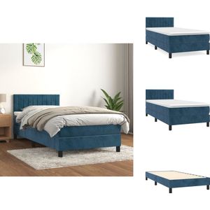 vidaXL Boxspring - Boxsprings - Bed - Slaapmeubel - Boxspring met matras fluweel donkerblauw 100x200 cm