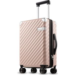 Handbagagekoffer Harde koffer met wielen - 100% polycarbonaat uitbreidbare harde koffer - Reiskoffer voor stressvrij reizen, roze, LuggeX roze uitbreidbare handbagage koffer