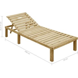 The Living Store Loungebed - Grenenhout - Helder groen - 200 x 70 x (31.5 - 77) cm